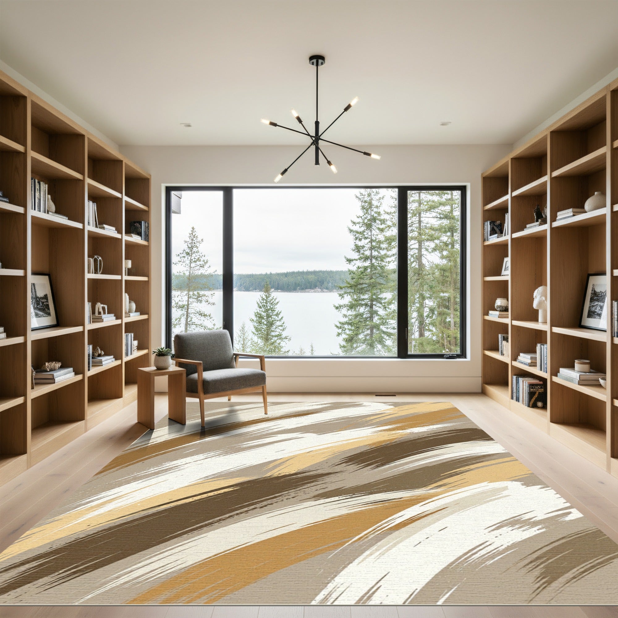 Earthy Tones Abstract Brush Strokes Rug