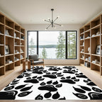 Bold Monochrome Animal Paw Track Rug