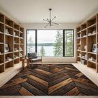 Rustic Herringbone Wood Grain Rug
