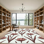 Muted Rose Floral Stem Art Rug