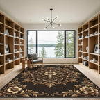 Gilded Floral Scrollwork Composition Rug