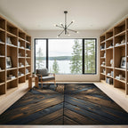 Rustic Wood Grain Chevron Rug