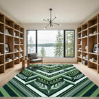 Green Laurel Wreath Geometric Accordion Rug