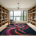 Dynamic Crimson Flowing Dancer Abstract Rug