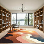 Retro Sunset Wave Rainbow Rug