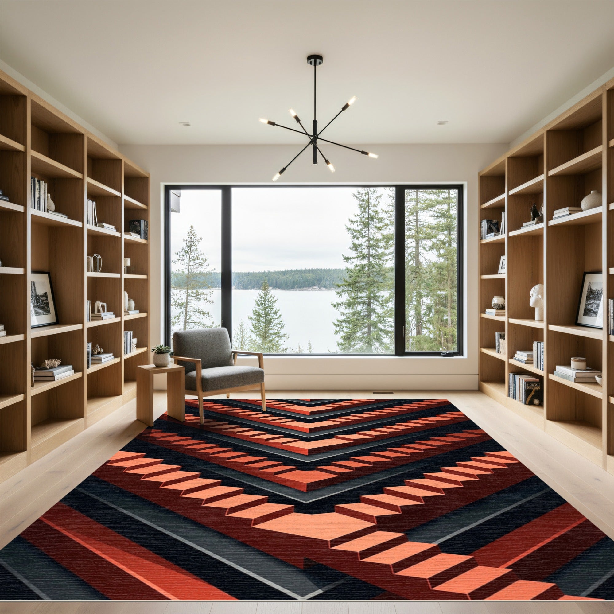 Coral Stairs V Geometric Abstract Rug