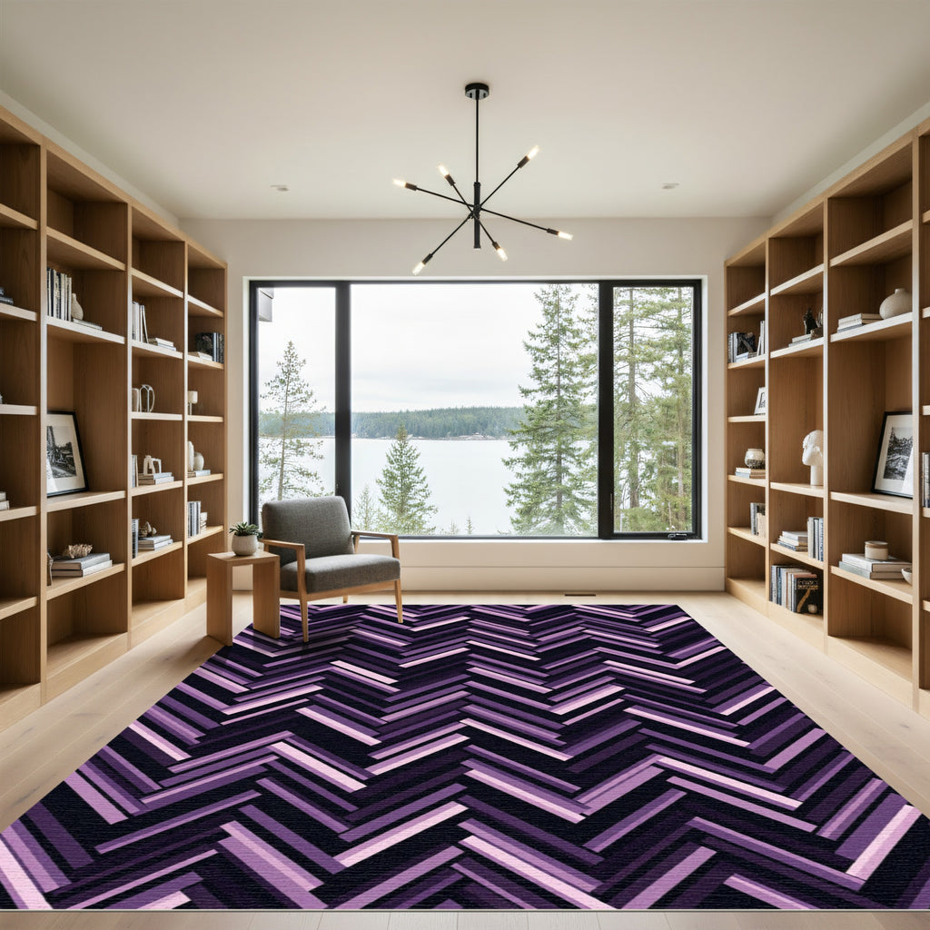 Abstract Violet Chevron Herringbone Texture Rug
