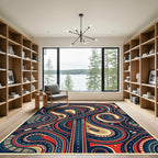 Dynamic Red and Navy Race Track Rug