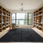Contemporary Charcoal Linear Geometric Rug