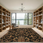 Ornate Gold Fleur de Lis Damask Rug