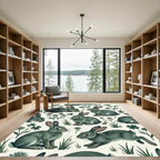 Whimsical Sage Rabbit and Clover Meadow Rug
