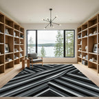Monochrome Diagonal Striped Ribbon Rug