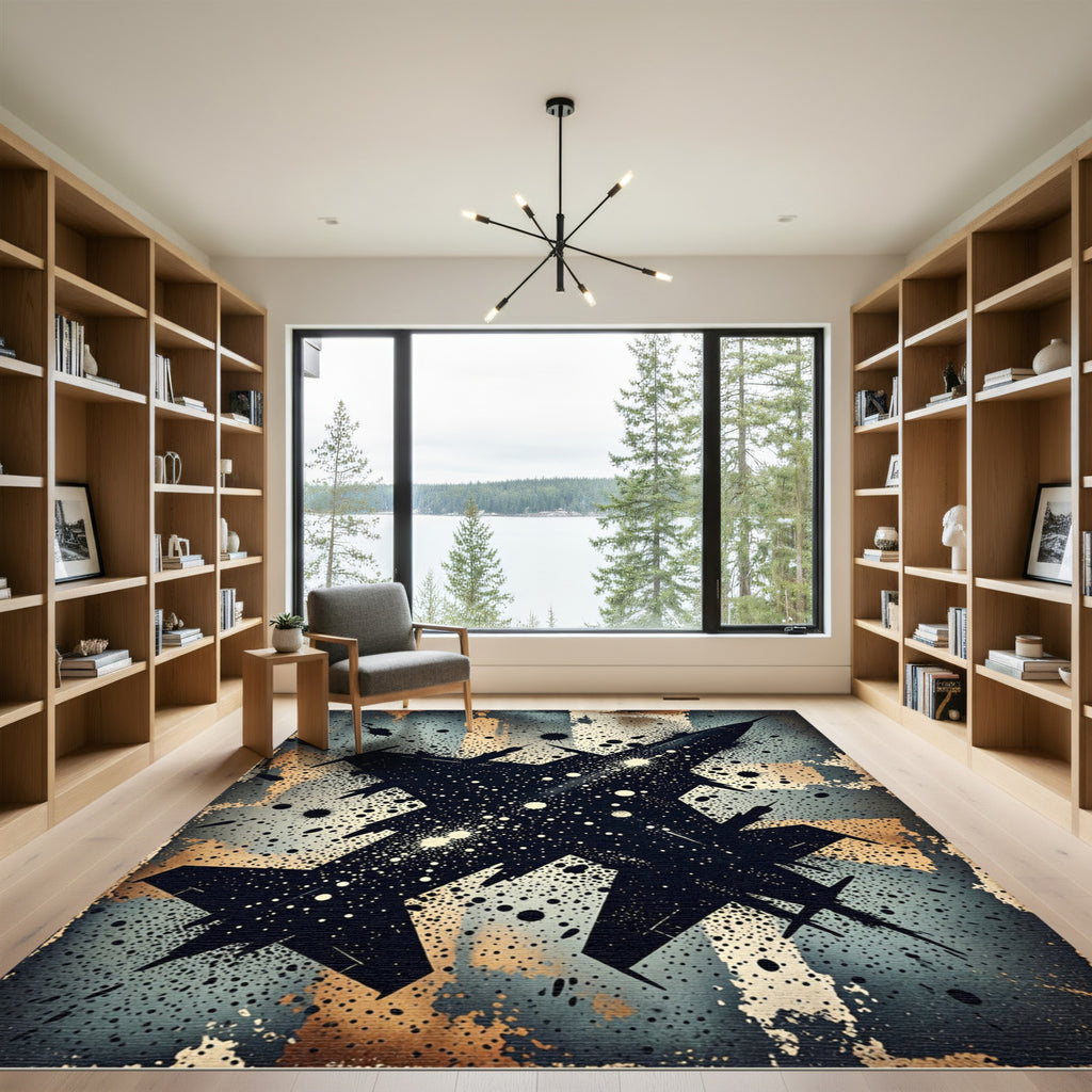 Dark Jet Splatter Grunge Background Rug