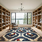 Ornate French Rooster Crest Foliage Rug