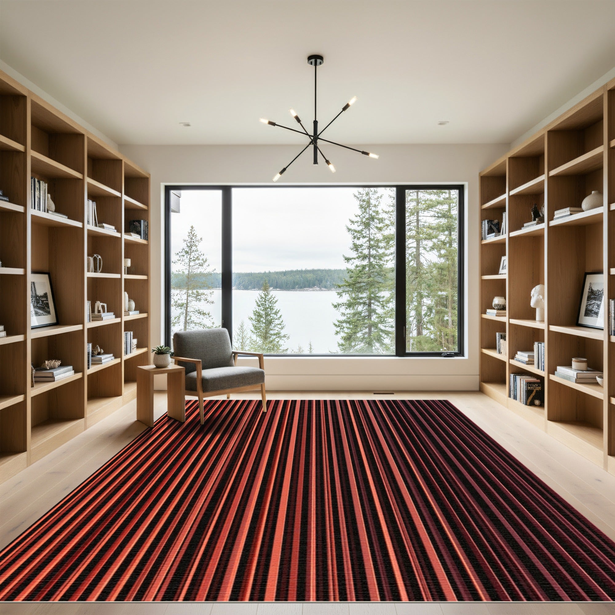 Crimson to Burgundy Vertical Lines Rug