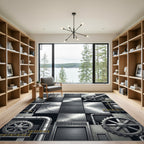 Industrial Metal Gear Cog Plate Rug
