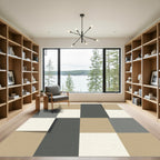 Modern Earthy Tone Geometric Blocks Rug