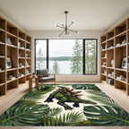 Lush Green Dinosaur Tropical Foliage Rug