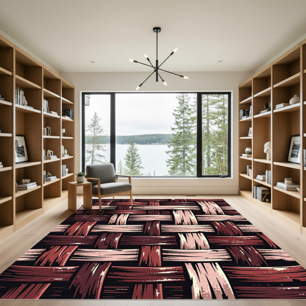 Rustic Woven Sienna Interlocking Weave Rug