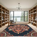 Burnt Orange Floral Mandala Medallion Rug