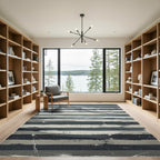 Grayscale Striped Abstract Landscape Rug