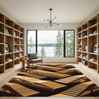 Golden Abstract Ascending Geometric Steps Rug