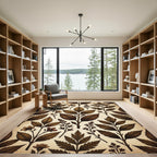 Antique Sepia Foliage Floral Arrangement Rug