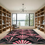 Art Deco Pink Shell Fan Wallpaper Rug