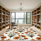 Autumnal Burnt Orange Botanical Floral Rug