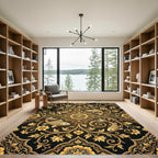 Gilded Fish and Floral Medallion Rug