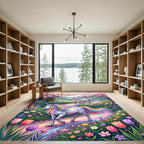 Whimsical Rainbow Unicorn Spring Garden Floral Rug