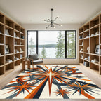 Midcentury Orange and Charcoal Starburst Rug