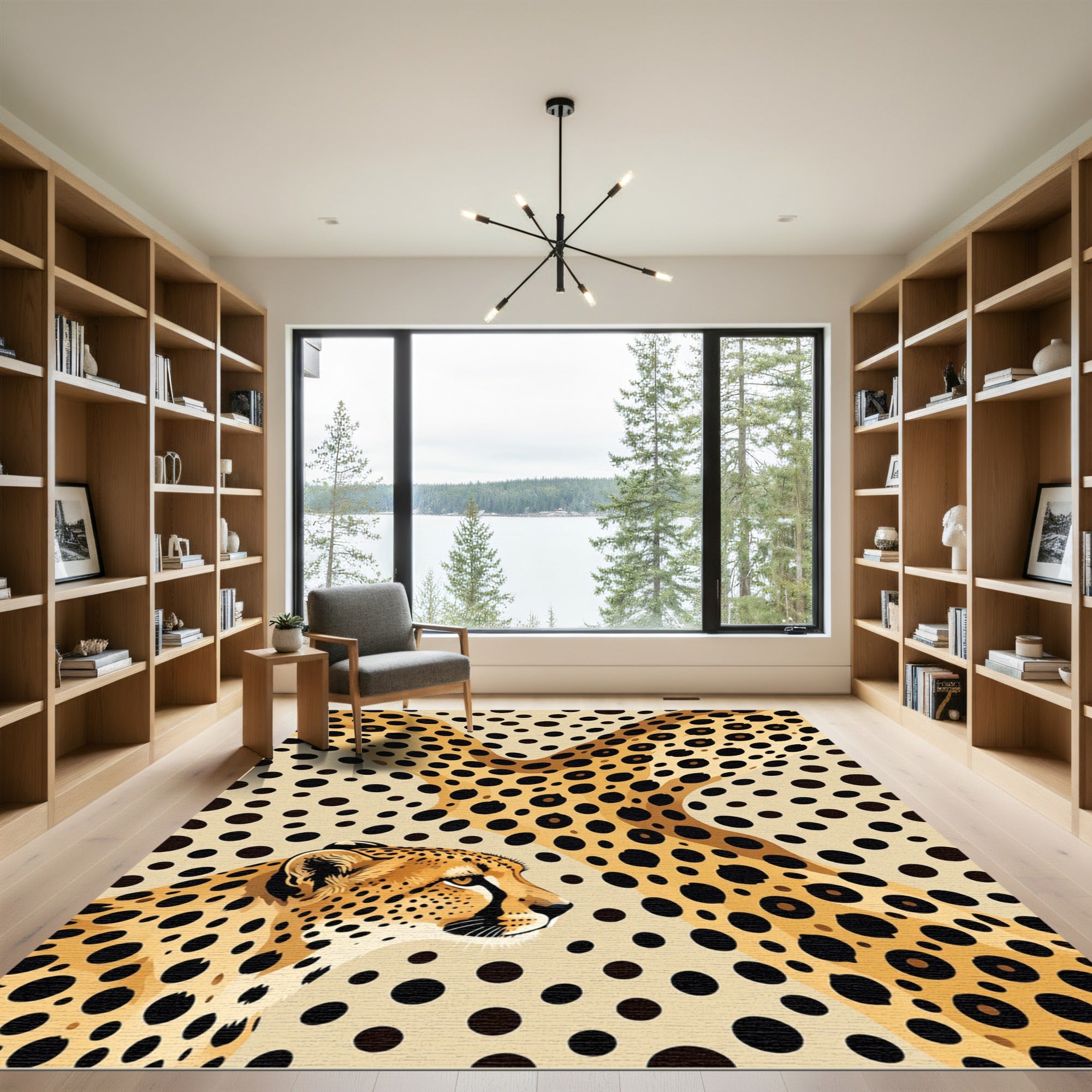 Elegant Golden Cheetah Spotted Animal Rug