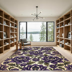 Vintage Purple Floral Botanical Area Rug