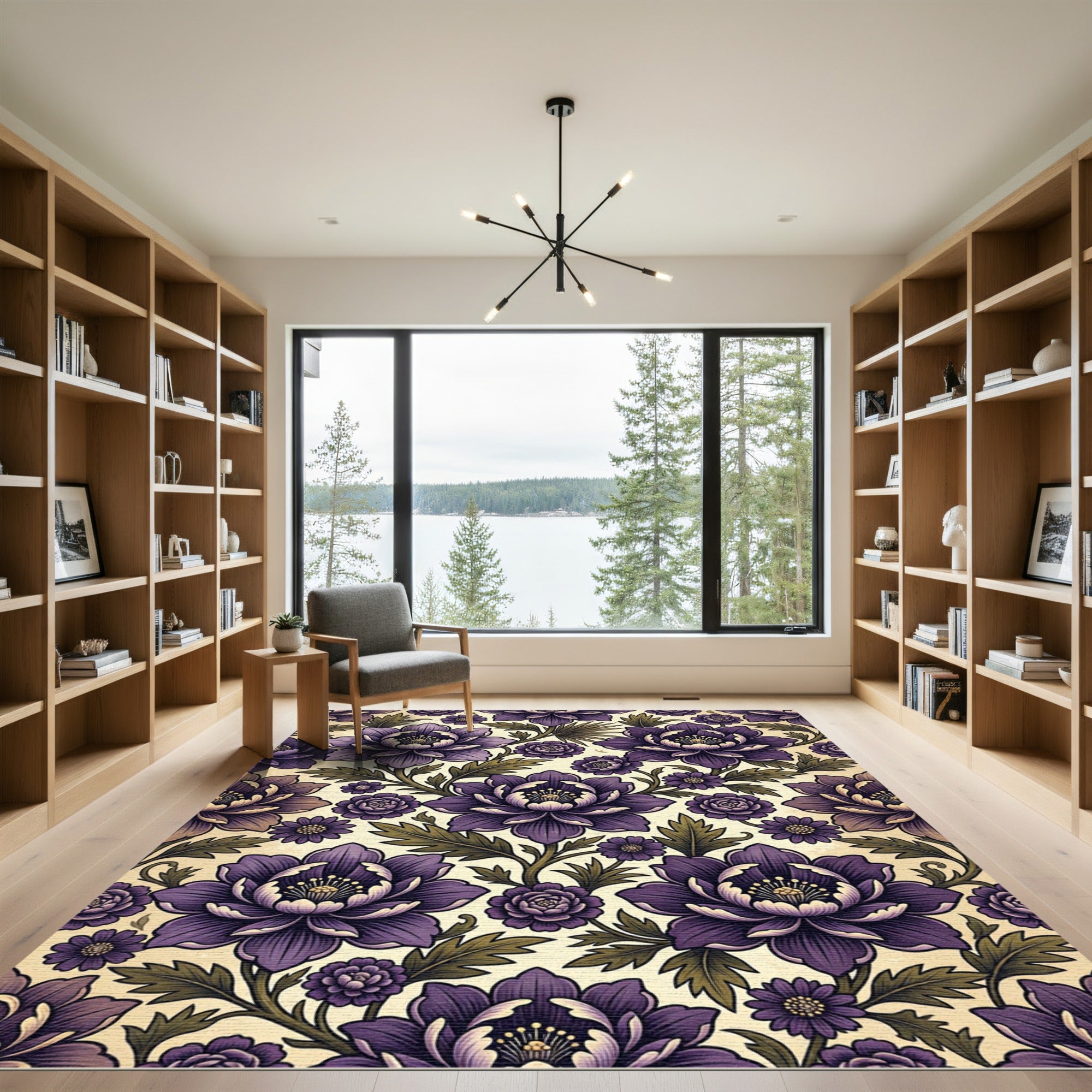Vintage Purple Floral Botanical Area Rug