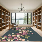 Elegant Pink Rose Floral Bouquet Rug