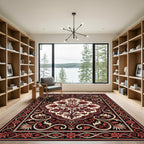 Crimson Floral Medallion Arabesque Rug