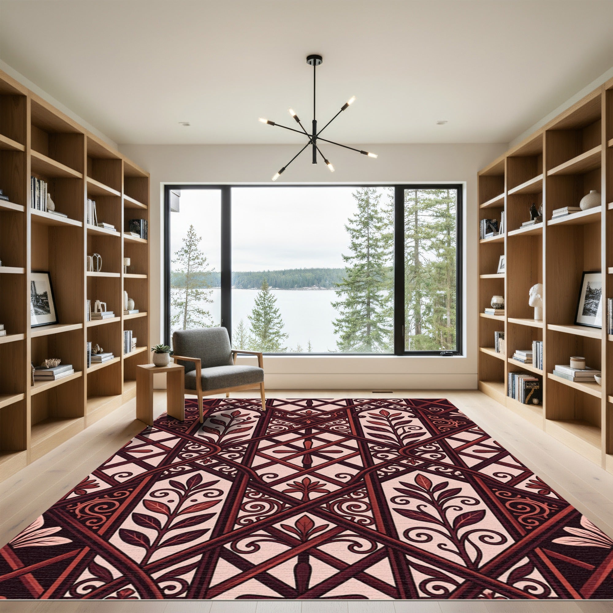 Gothic Burgundy Trellis Leaf Rug