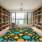Modern Yellow and Teal Polka Dots Rug