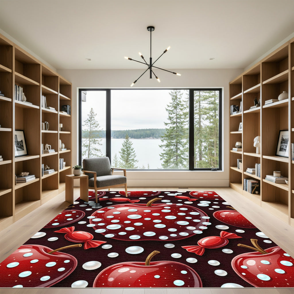 Vibrant Cherry Candy Polka Dot Rug