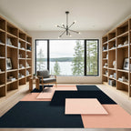 Minimalist Peach and Charcoal Block Rug