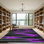 Neon Cyber Glitch Abstract Horizontal Lines Rug