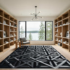 Monochromatic Geometric Lattice 3D Art Rug