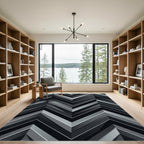 Monochrome Chevron Stripe Composition Rug