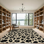 Classic Beige Black Animal Spots Rug
