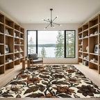 Earthy Brown Floral Vine Tapestry Rug
