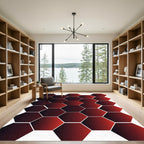 Crimson Red Graduated Hexagon Array Rug