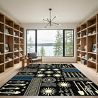 Tribal Sun Fish Wave Imagery Rug