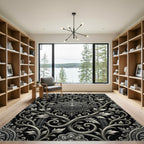 Gothic Silver Ornate Filigree Medallion Rug