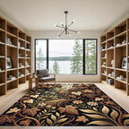 Golden Earth Toned Floral Vine Rug